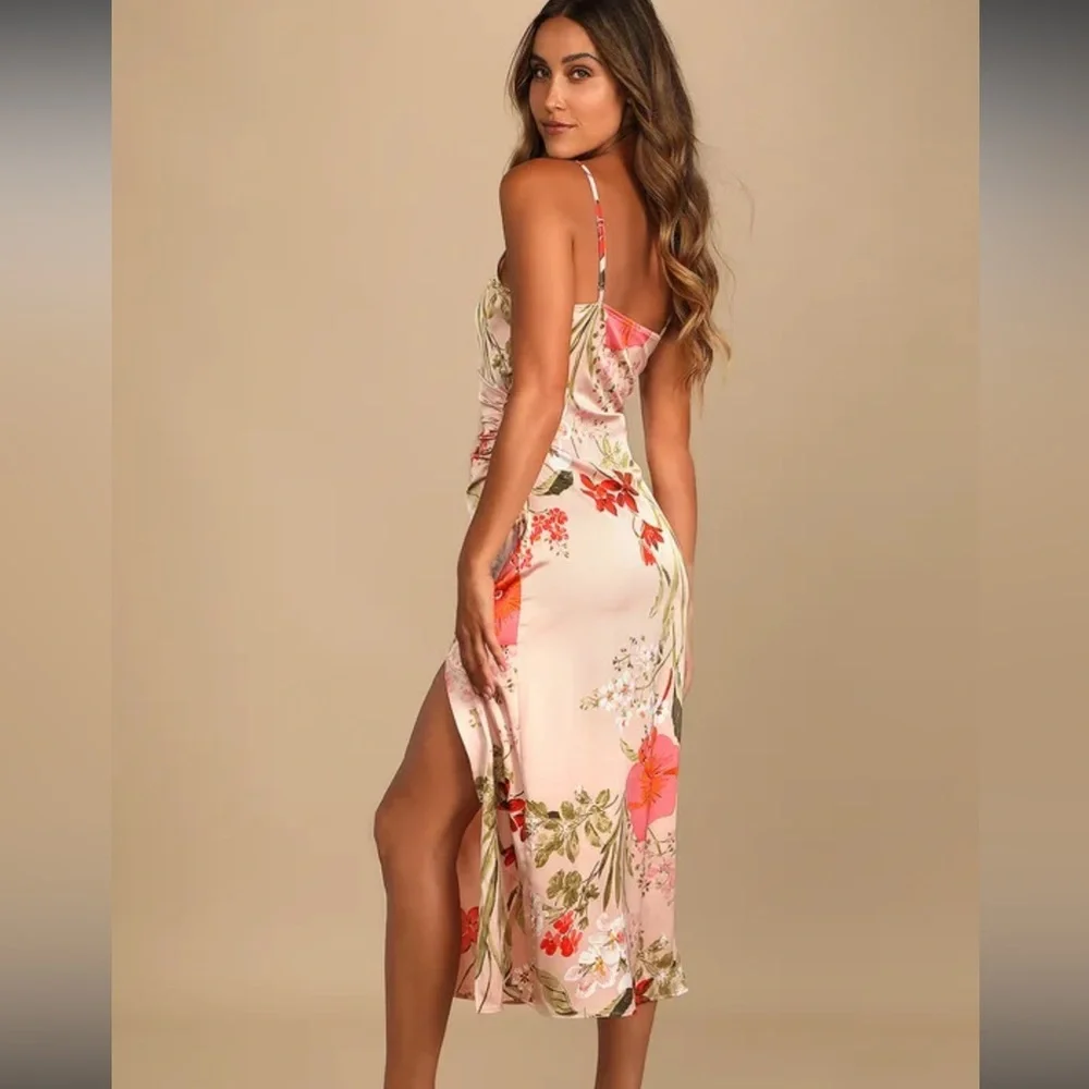 Lulu's Pink Floral Maxi Dress - Picture 3 of 7